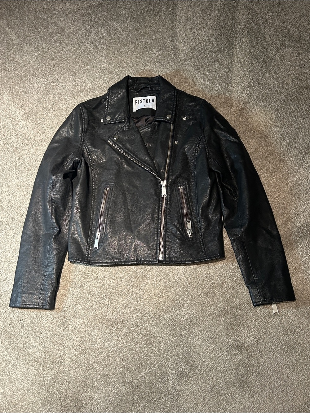 pistola Black Asymmetrical Leather Moto Jacket